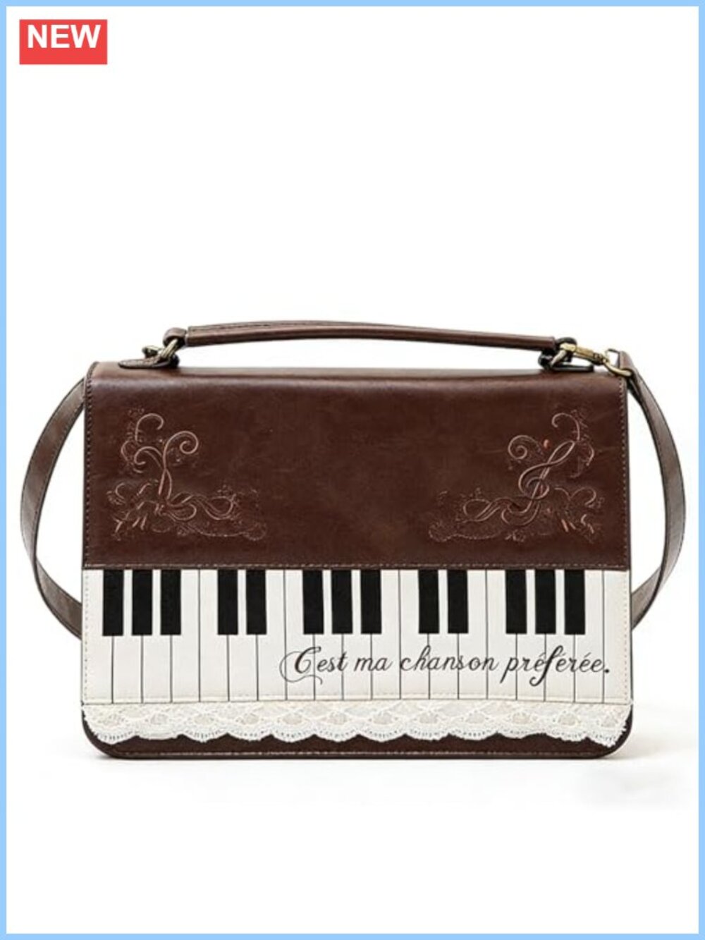 Vintage Piano Keyboard Faux Leather Crossbody Bag Satchel Purse for Women